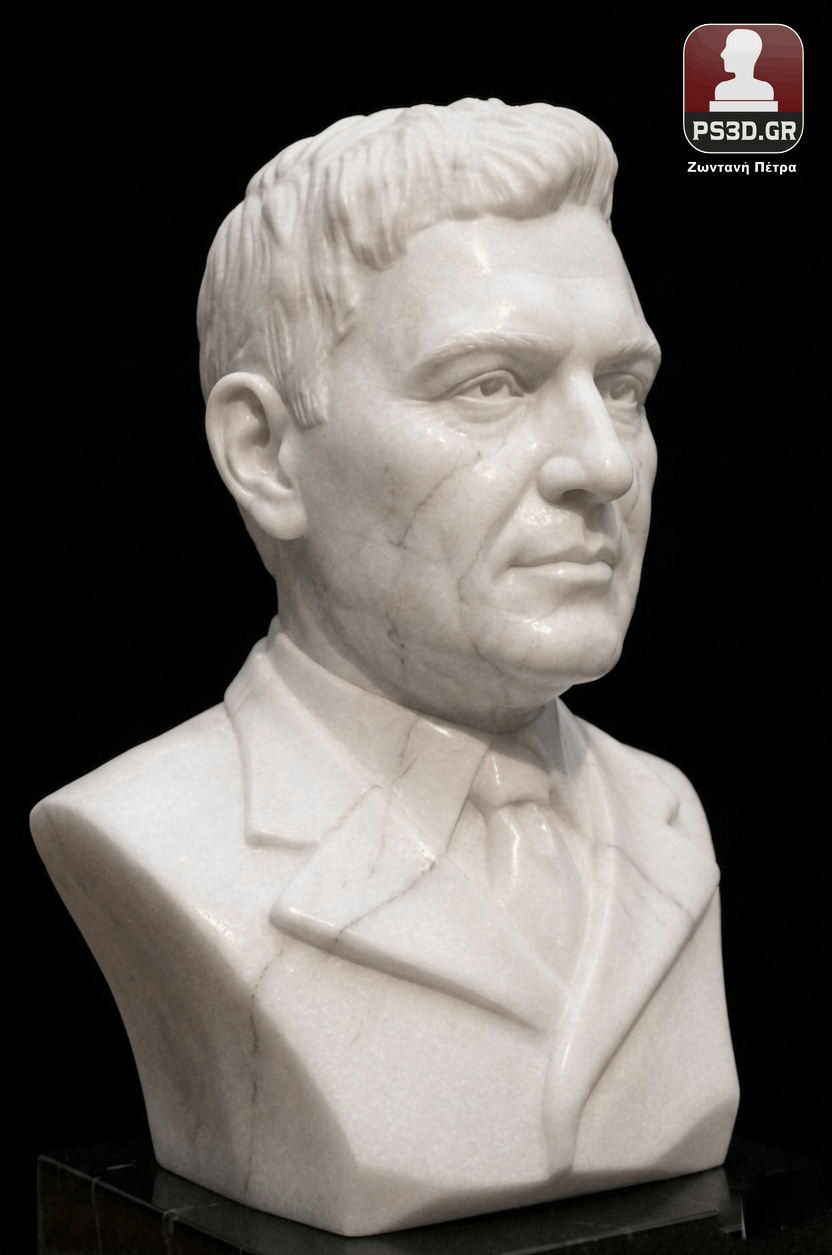 Μαρμαρογλυπτική | PS3D Portrait Sculpture Αγάλματα · Μαρμάρινα γλυπτά · Έργα τέχνης · Προτομές σε φυσικό μάρμαρο Δημιουργούμε μαρμάρινες προτομές & μαρμάρινα αγάλματα από φωτογραφίες. PS3D Portrait Sculpture WWW.PS3D.GR Custom Sculpture by Photo | Marble Head Bust  Works of art and busts in natural marble. We create marble portrait sculptures & busts from your photographs.