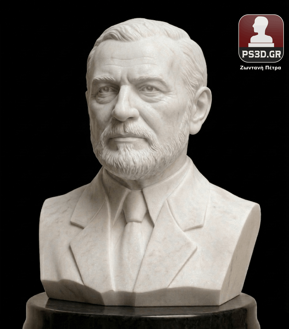 Μαρμαρογλυπτική | PS3D Portrait Sculpture Αγάλματα · Μαρμάρινα γλυπτά · Έργα τέχνης · Προτομές σε φυσικό μάρμαρο Δημιουργούμε μαρμάρινες προτομές & μαρμάρινα αγάλματα από φωτογραφίες. PS3D Portrait Sculpture WWW.PS3D.GR Custom Sculpture by Photo | Marble Head Bust  Works of art and busts in natural marble. We create marble portrait sculptures & busts from your photographs.