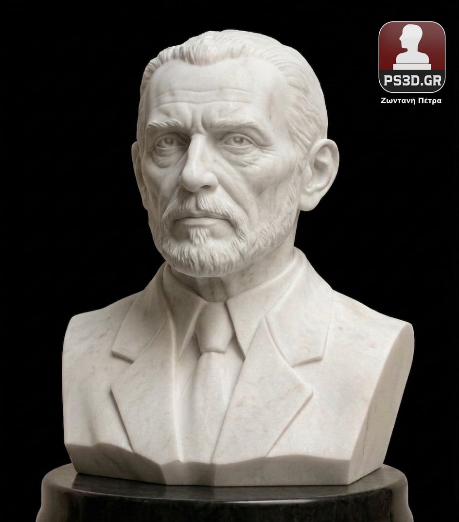 Μαρμαρογλυπτική | PS3D Portrait Sculpture Αγάλματα · Μαρμάρινα γλυπτά · Έργα τέχνης · Προτομές σε φυσικό μάρμαρο Δημιουργούμε μαρμάρινες προτομές & μαρμάρινα αγάλματα από φωτογραφίες. PS3D Portrait Sculpture WWW.PS3D.GR Custom Sculpture by Photo | Marble Head Bust  Works of art and busts in natural marble. We create marble portrait sculptures & busts from your photographs.